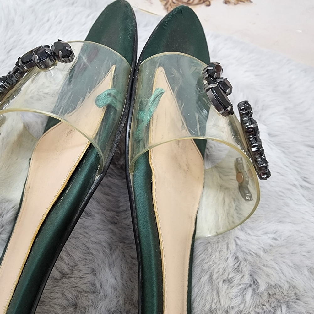 Zara woman clear vinyl and satin gemstone  sandals - Picture 9 of 9